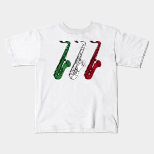 Saxophone Italian Flag Saxophonist Sax Player Italy Kids T-Shirt